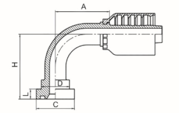 90°SAE 法蘭3000PSI